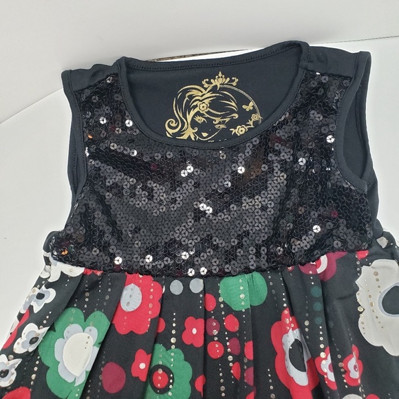 Childrens Sequin Girls Dress Multi color size 5 - Picture 3 of 6